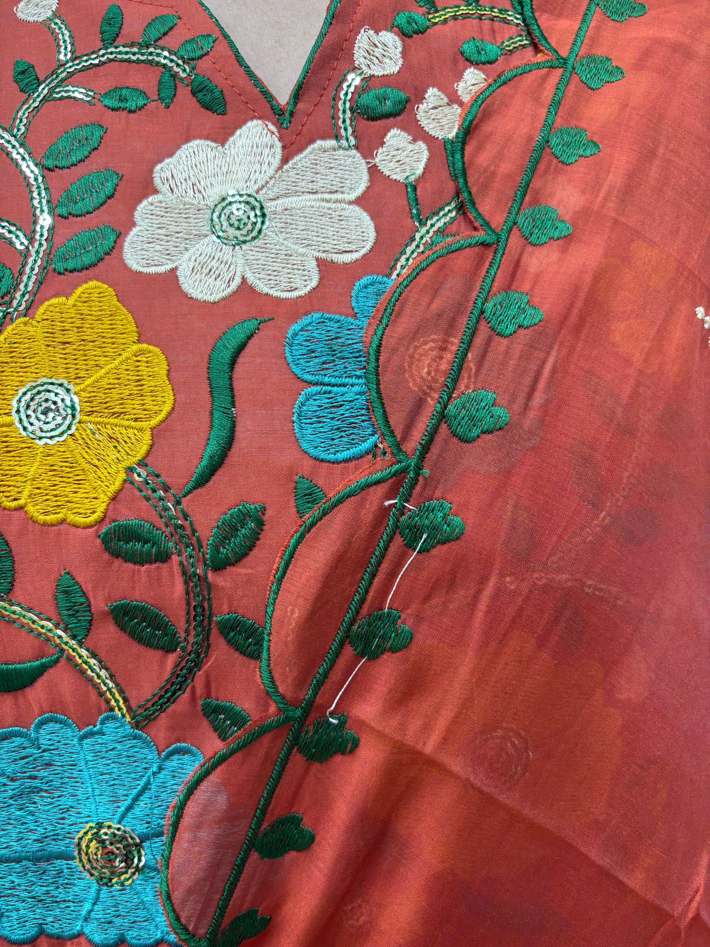 Rust Orange Embroidered Kurti Set with Matching Dupatta Kurti Set AAKS0UL5