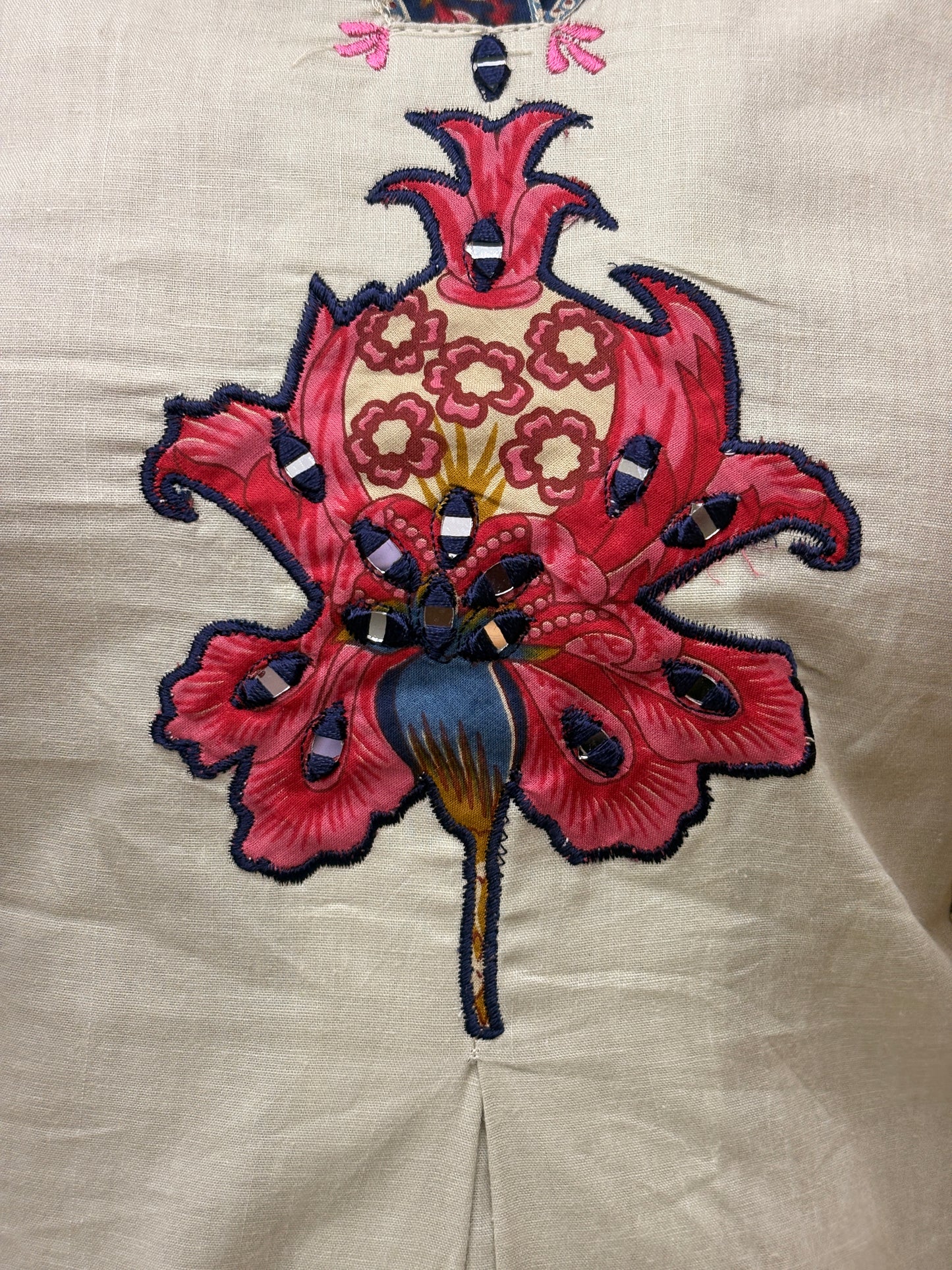 Cream & Navy Floral Printed Cotton Coord Set AACS50551