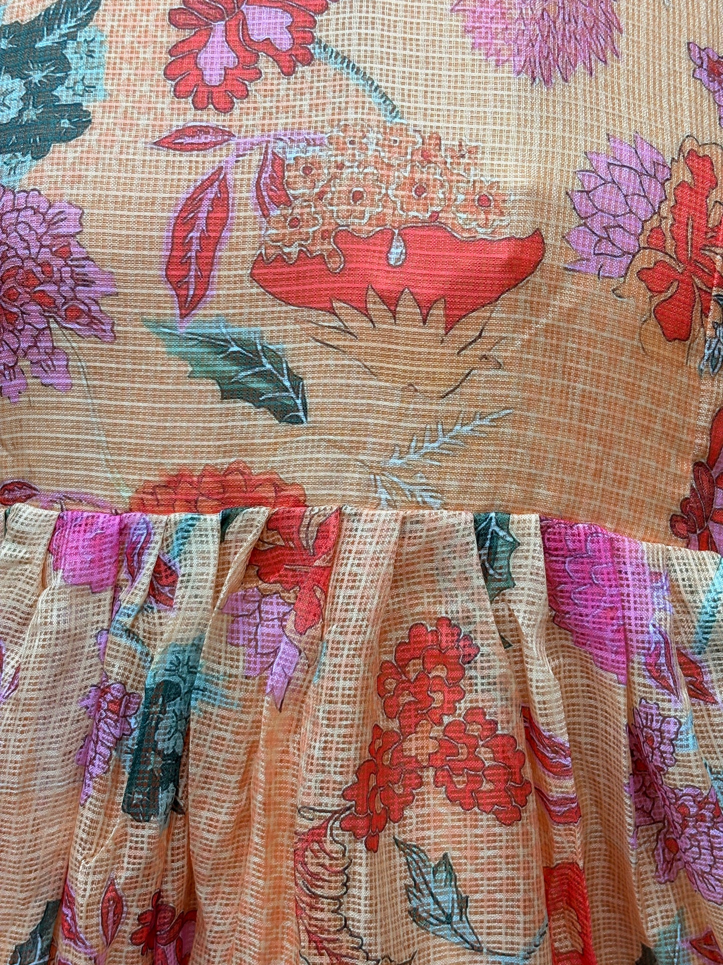 Peach Floral Printed Kota Frock AALF0VH2