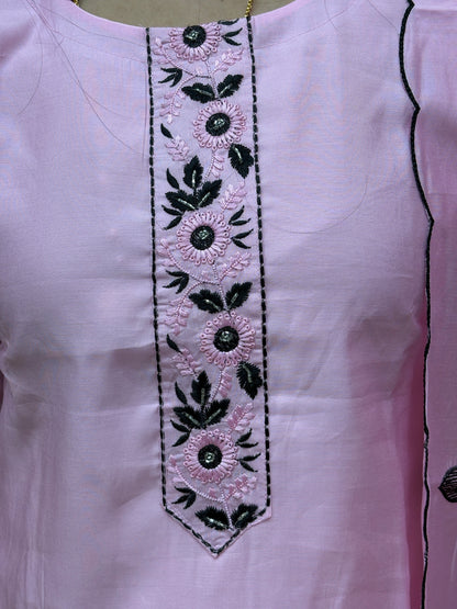 Soft Pink Printed Kurti Set with Contrast Dupatta Kurti Set AAKS0LP6