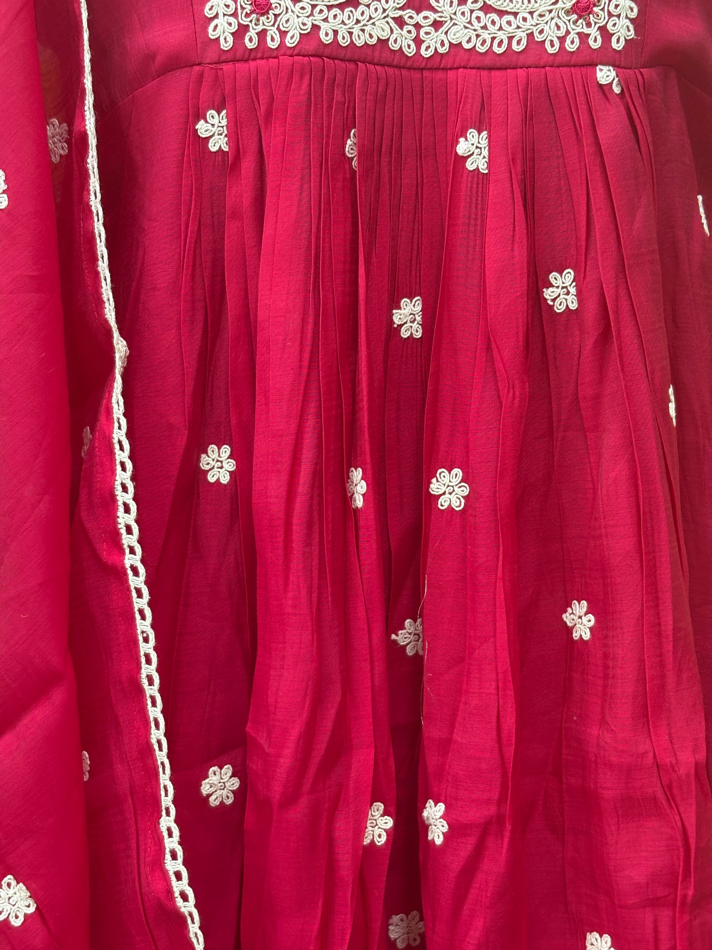 Mul Chanderi Premium plus size kurti set with Embroidery work Red AAKS0UZJ9