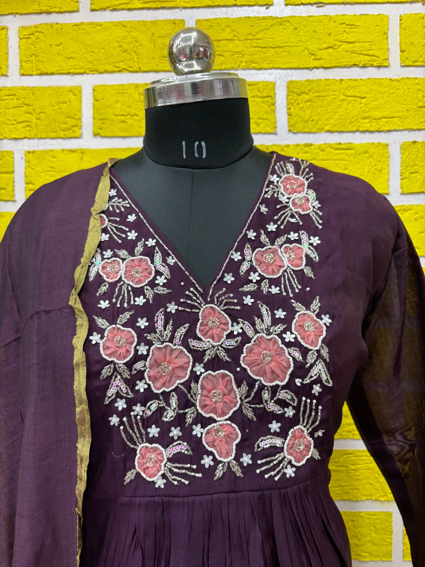 Mul Chanderi Frock Style Kurti Set plus size with Designer work AAKS0UZJ24