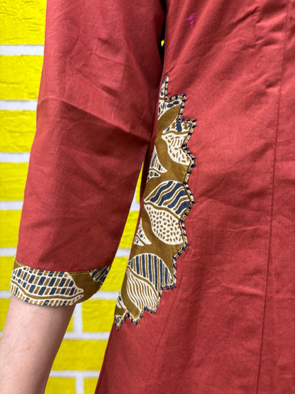 Co-ord Set-AACS0V50011 Natural Cotton with Manual Patch Applique Work