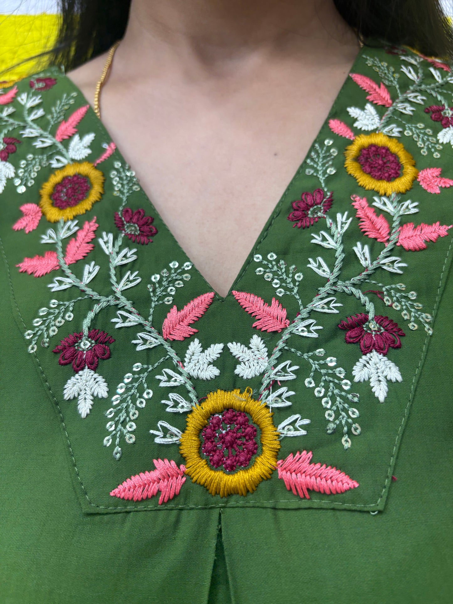 Co-ord Set-AACS0V24251 Roman Silk with Embroidery work Green Color