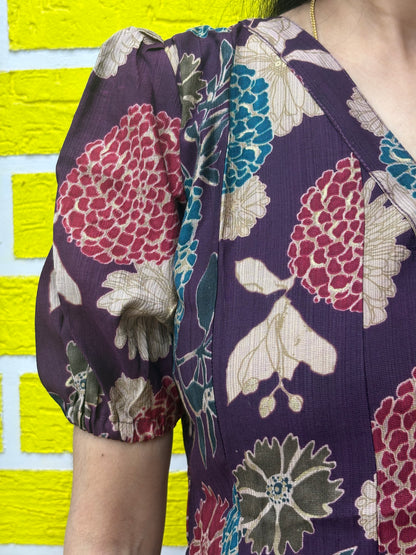 Vatican Foil Print Silai Pattern V Neck Frock Style - Co-ord Set AACS0V24903