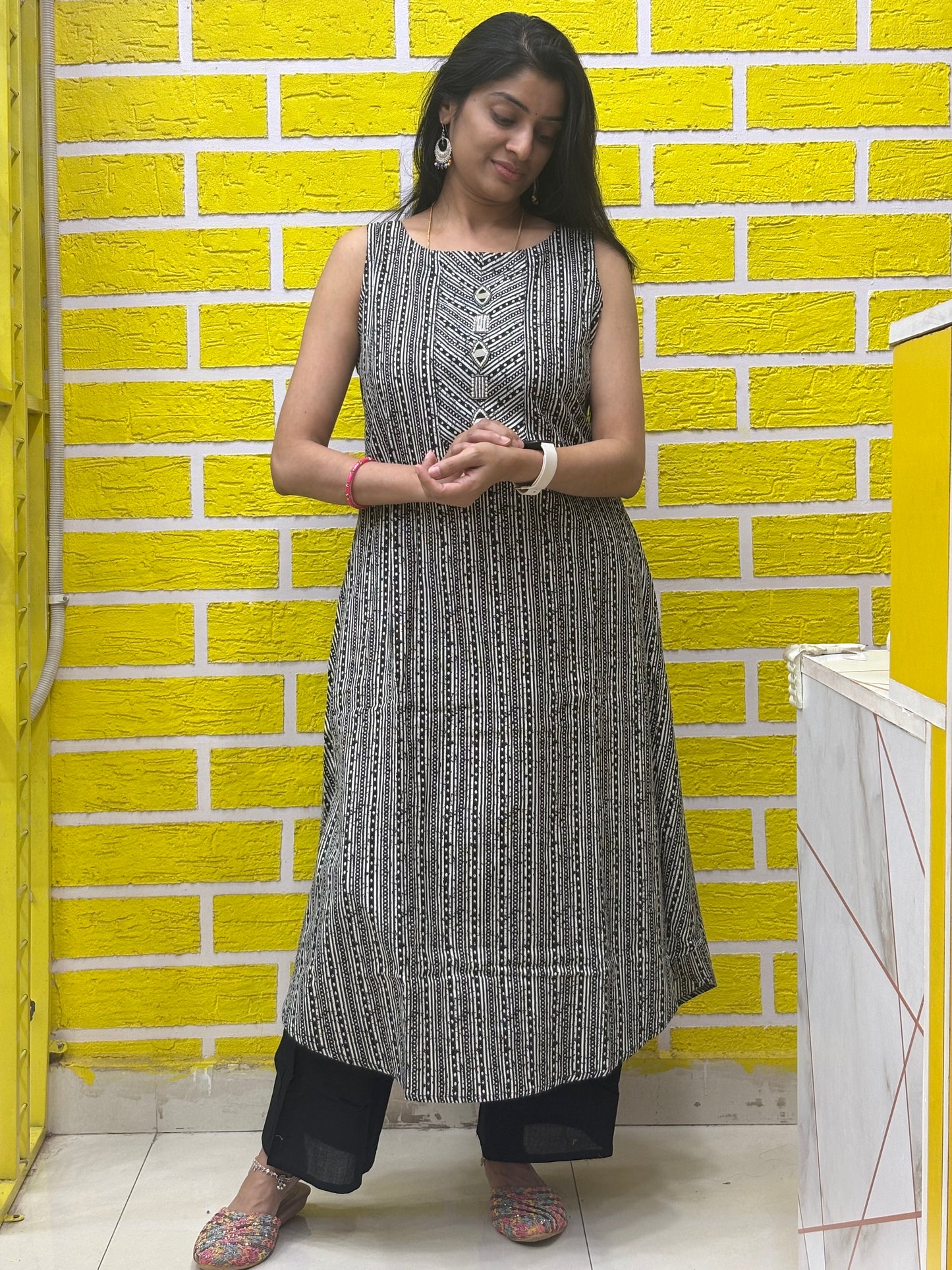 Original Cotton Flex Procion Print with Hand Work Botique Style Cut Co-ord Set-AACS0V16503