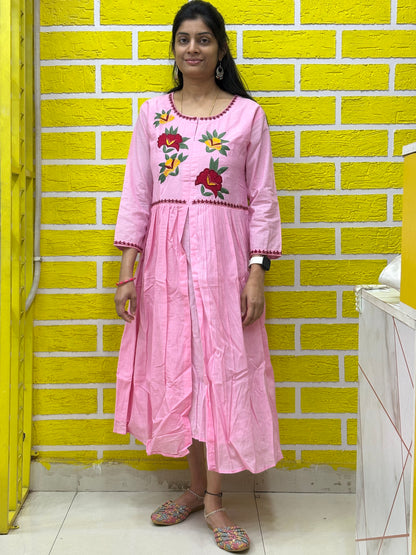 Premium Mul Mul Cotton Light Pink with Hand work kolkata Style AAKS0KAA7