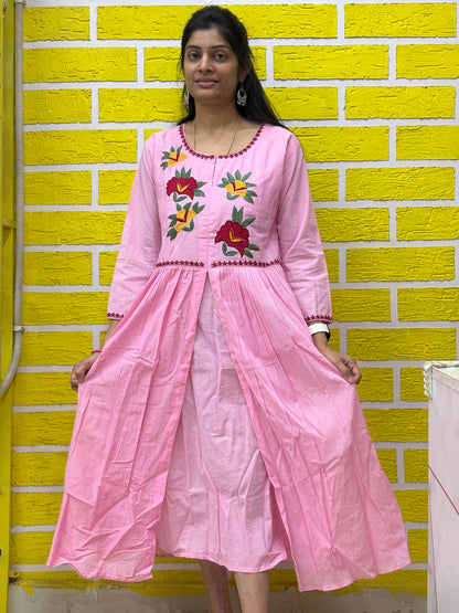Premium Mul Mul Cotton Light Pink with Hand work kolkata Style AAKS0KAA7