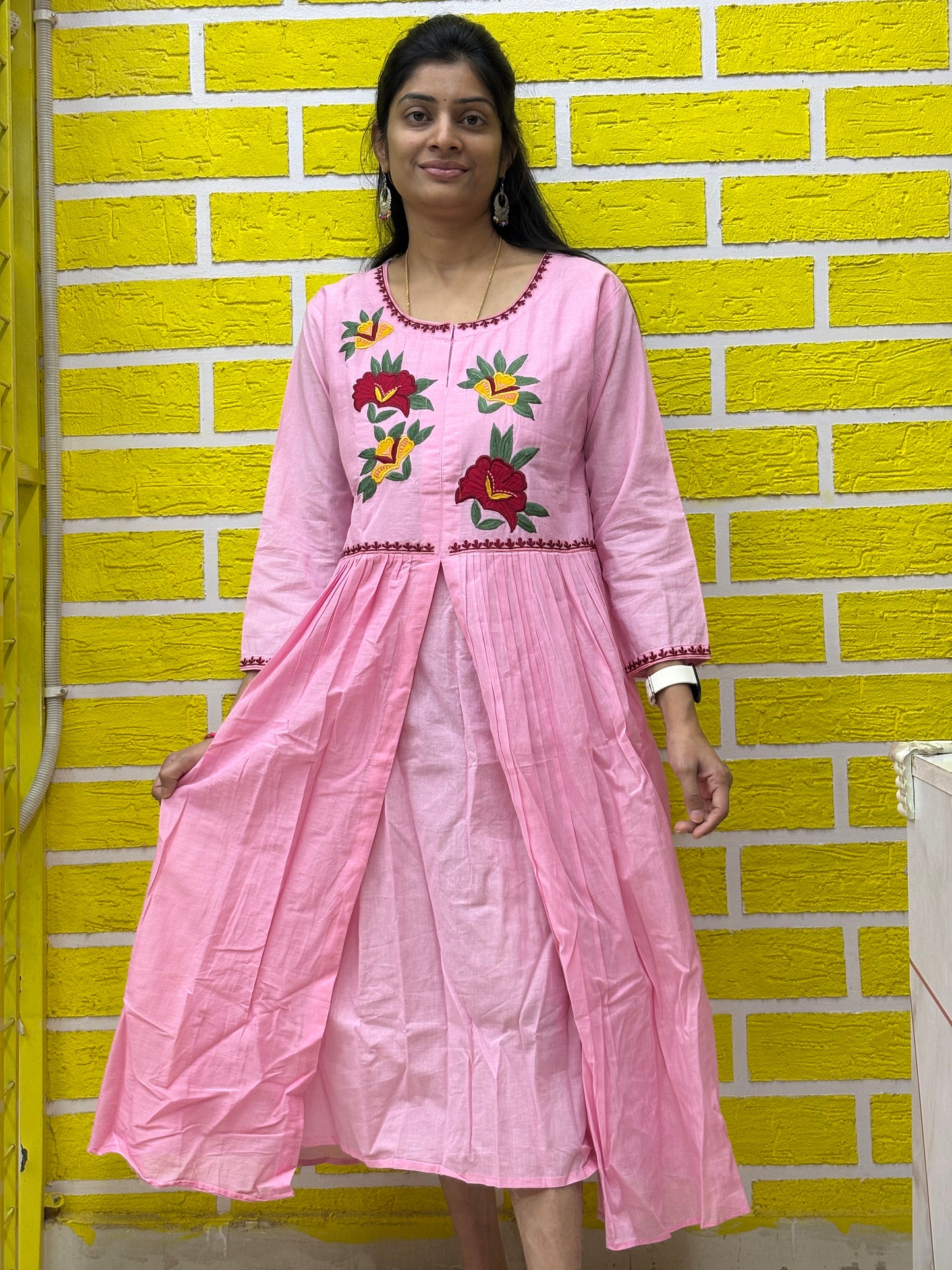 Premium Mul Mul Cotton Light Pink with Hand work kolkata Style AAKS0KAA7