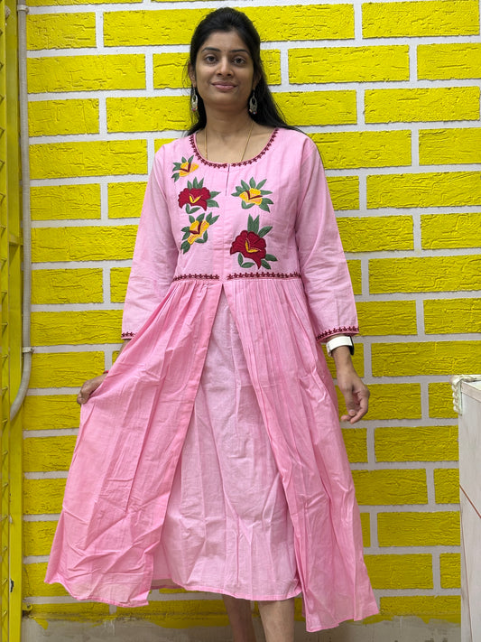 Premium Mul Mul Cotton Light Pink with Hand work kolkata Style AAKS0KAA7