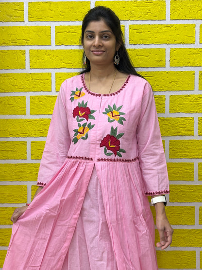 Premium Mul Mul Cotton Light Pink with Hand work kolkata Style AAKS0KAA7