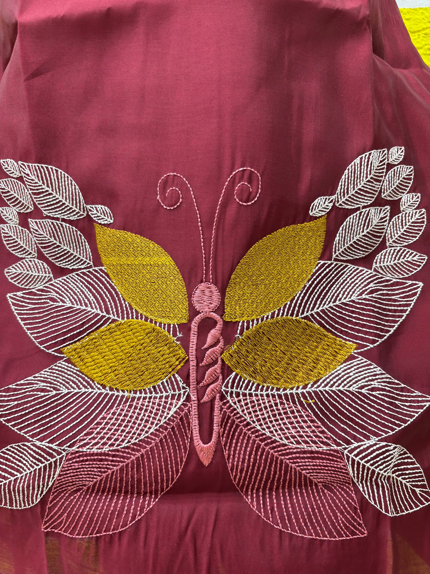 Roman Silk Embroidery Work with Lining Maroon color - Co-ord Set AACS0V26201