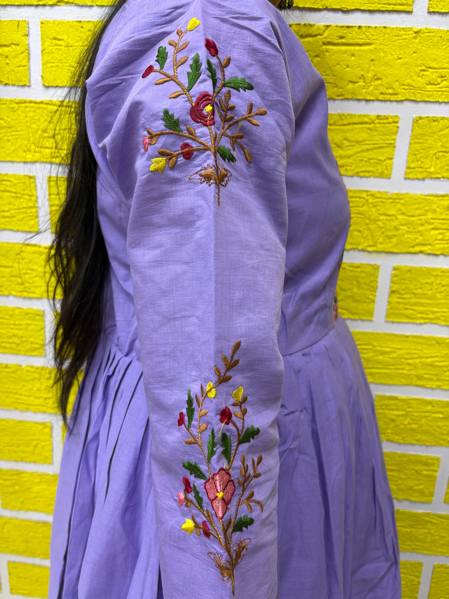 Lavender Embroidered Anarkali Kurti Set with Dupatta AAKS0VCE6