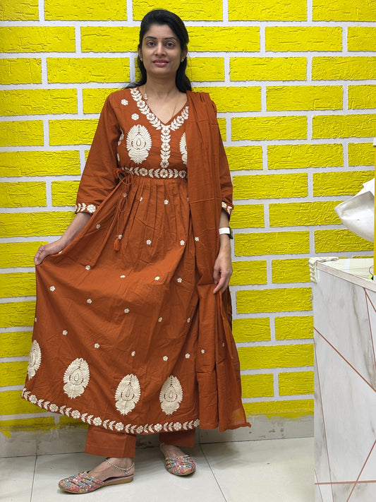 Jaipur Pure Cotton Handblock Kurti Set with Dupatta AAKS0VCE8