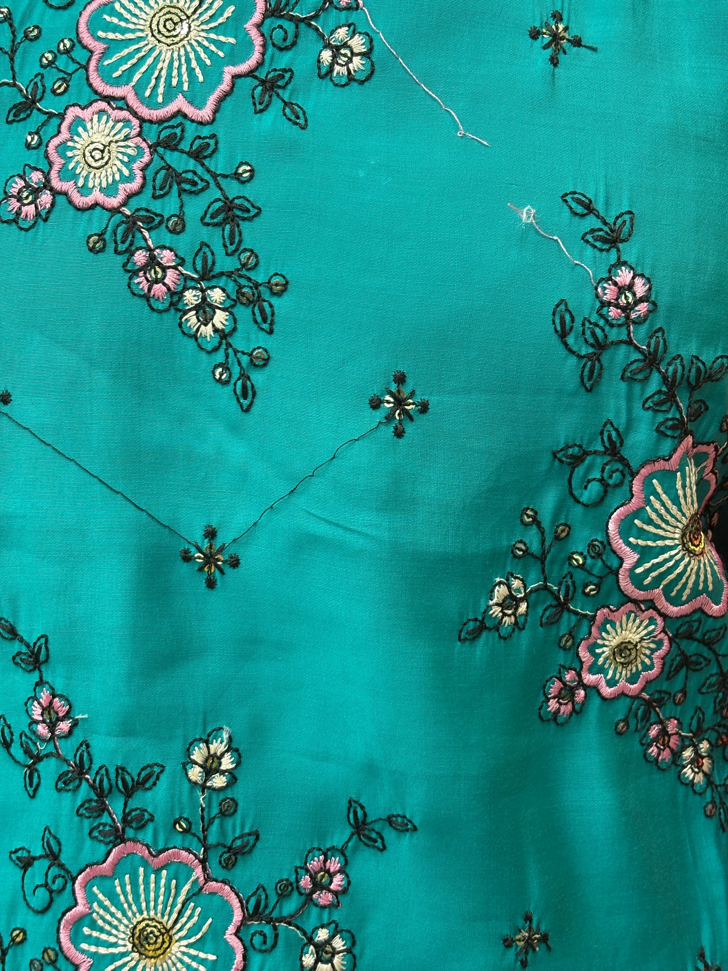 Teal Green Floral Printed Kurti Set with Contrast Dupatta AAKS0VCE9