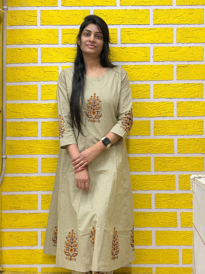 Beige Printed Co-ord Set with Palazzo AACS26002
