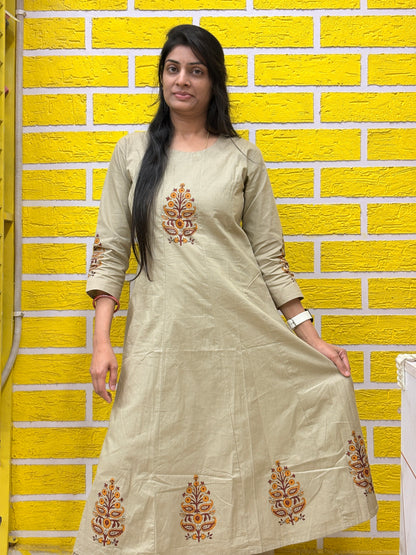 Beige Printed Co-ord Set with Palazzo AACS26002