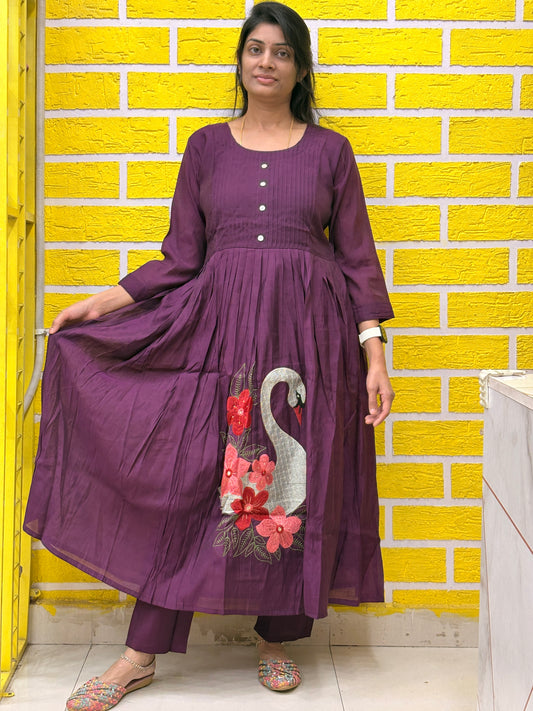Mul Chanderi Purple Co-ord Set AACS26291