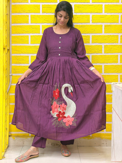 Mul Chanderi Purple Co-ord Set AACS26291
