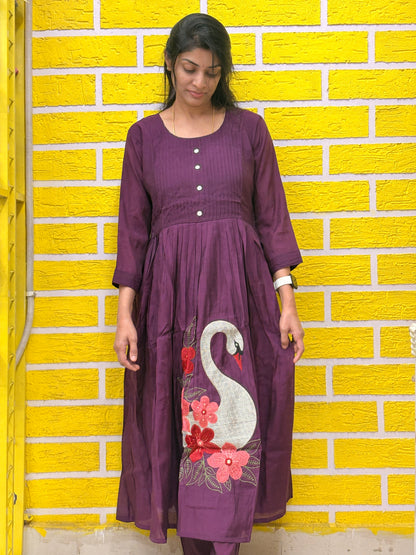Mul Chanderi Purple Co-ord Set AACS26291