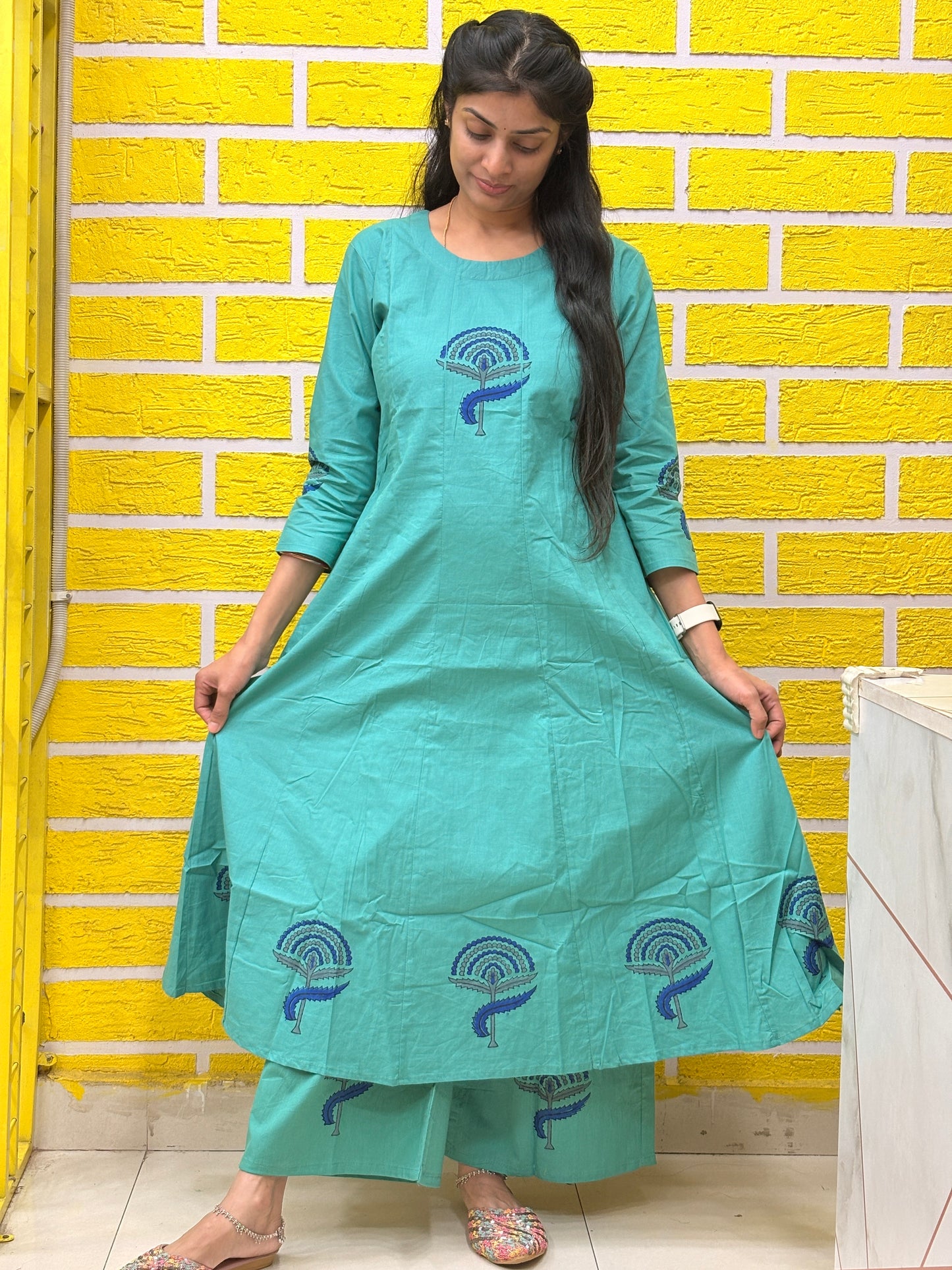 Pure Cotton Sea Green Printed Co-Ord Set AACS26001