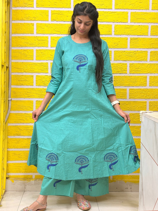 Pure Cotton Sea Green Printed Co-Ord Set AACS26001