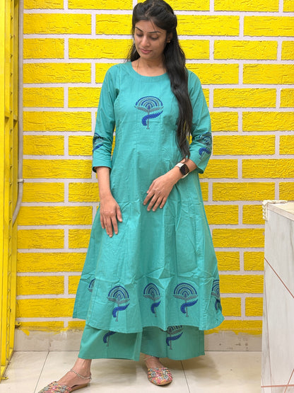 Pure Cotton Sea Green Printed Co-Ord Set AACS26001