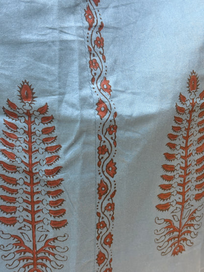 Teal Blue Cotton Embroidered Co-ord Set for Women (2-PC Set) AACS50272