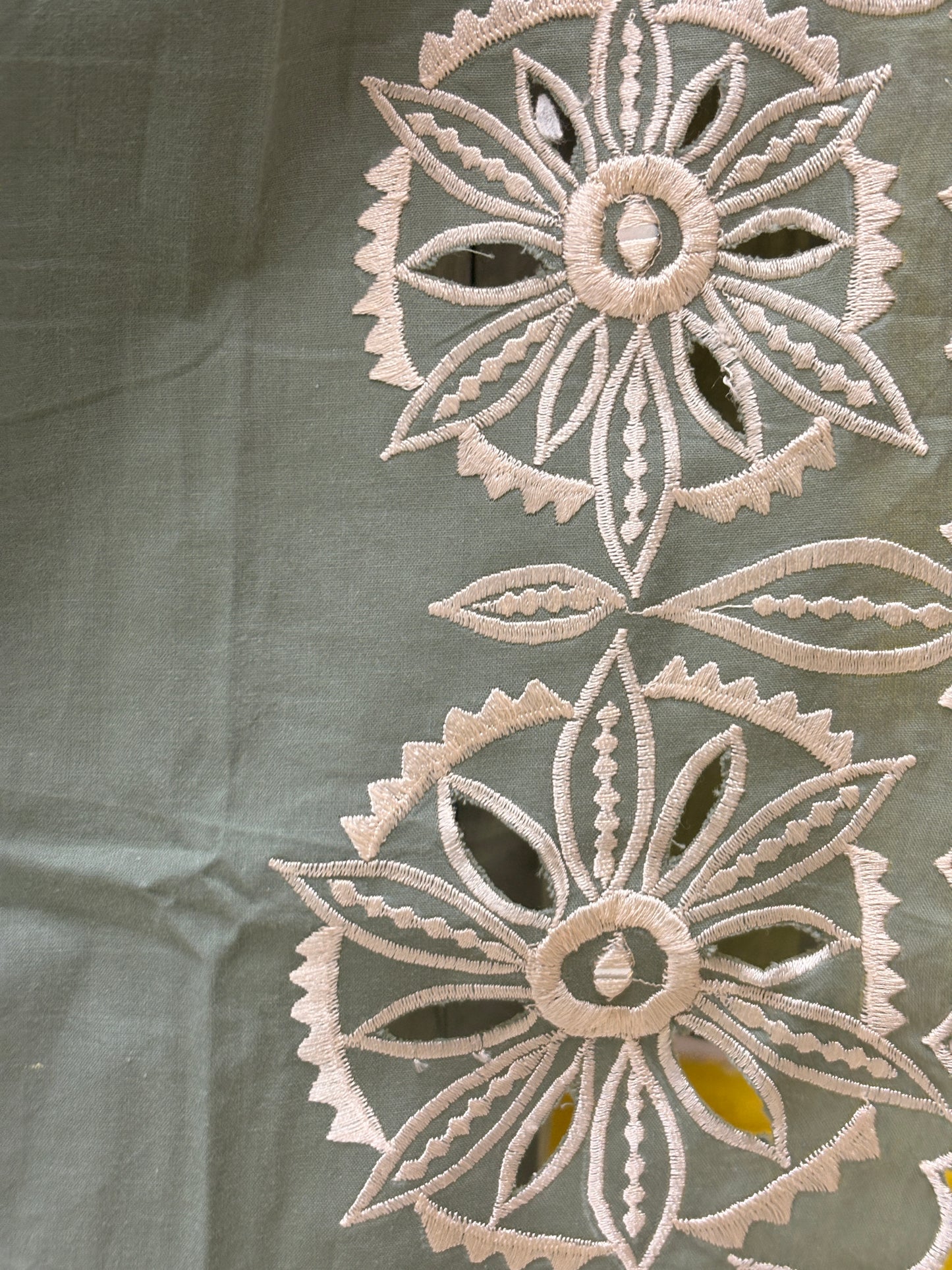 Sage Green Cotton Sleeveless Kurti Set with Floral Embroidery AACS52140