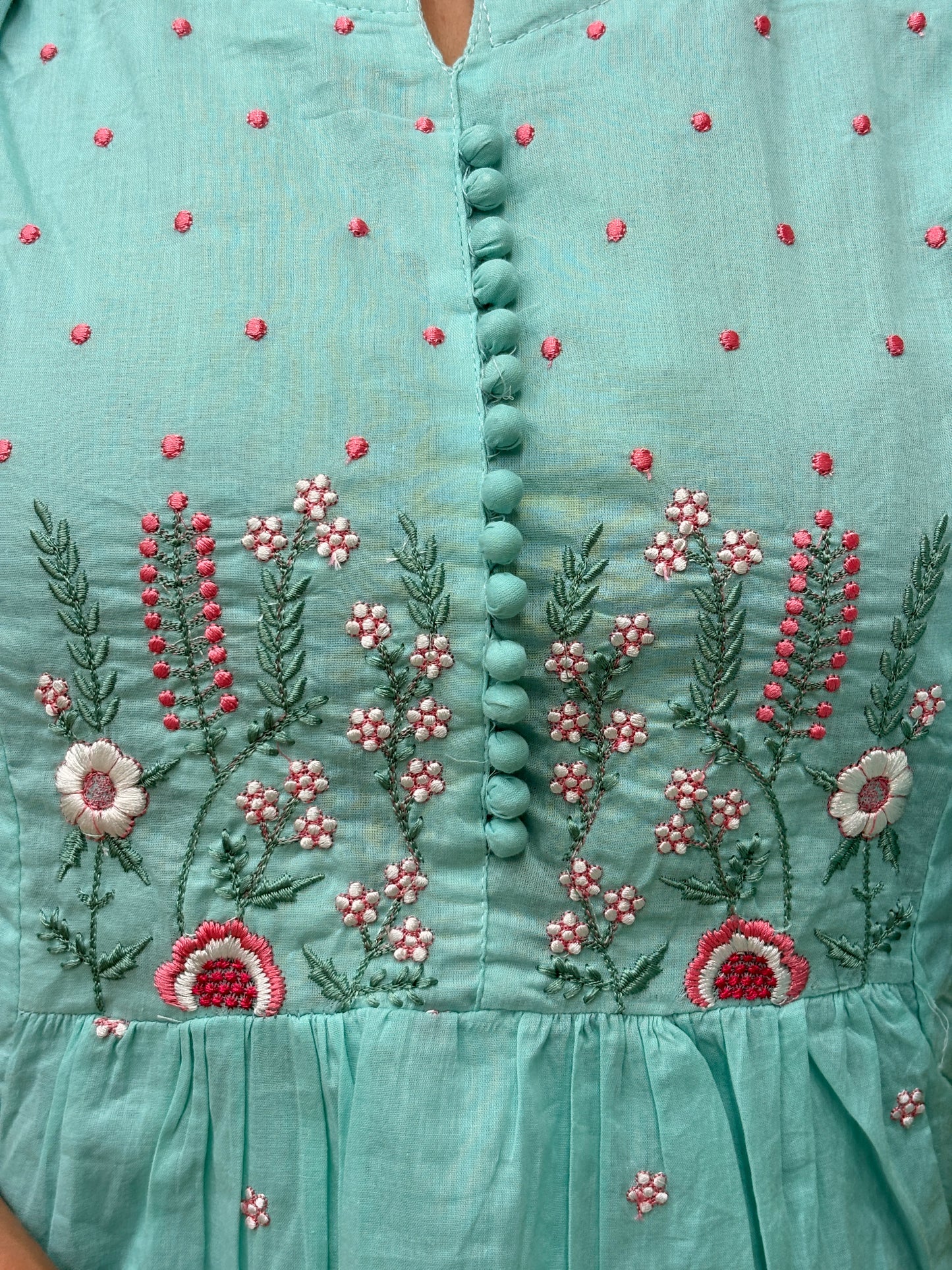 Pastel Aqua Embroidered Anarkali Kurta Set AAKS0VH10