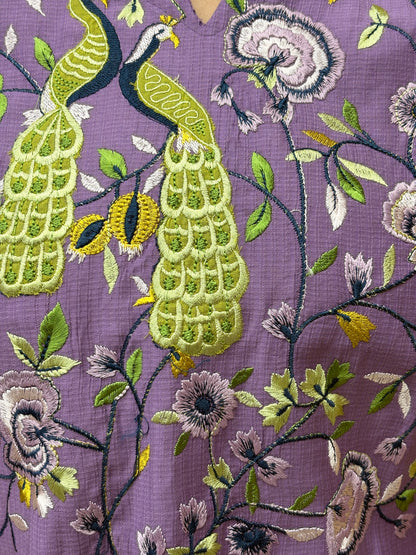 Lavender Embroidered Berlin Fabric Coord Set AACS0UO9