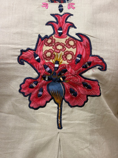 Cream & Navy Floral Printed Cotton Coord Set AACS50551