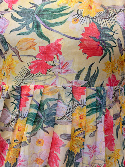 Yellow Floral Printed Georgette Frock AALF0VH7